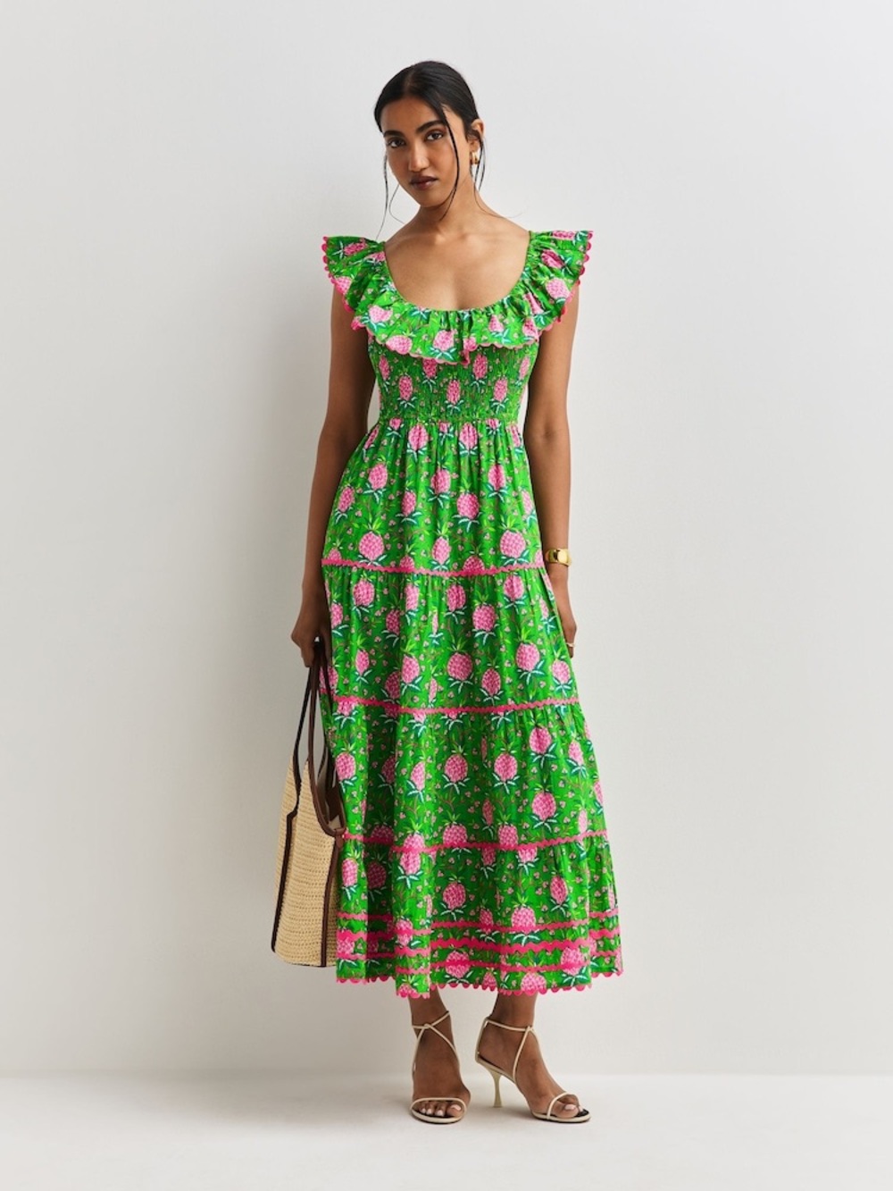 ISO Pink City Prints Green Susie Dress